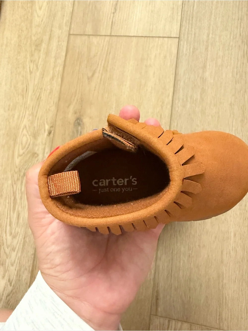 Carter's Toddler Fringe Moccasins in Rust Brown